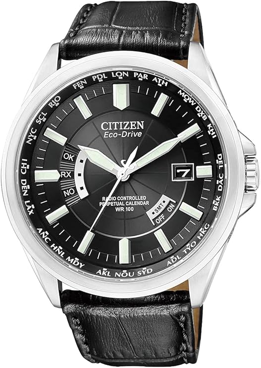 citizen 西铁城 男士模拟石英表带皮革表带 cb0010-02e